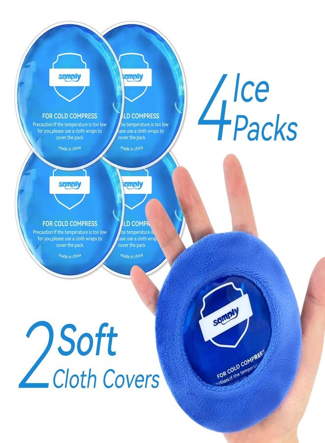samply Small Gel Ice Packs for Boo Boos, Cold Packs for Injuries Reusable Pain Relief, Headaches and Toothaches,Eyes, Face, 4 Pack Mini Round Ice Packs with 2 Covers for Cold Compress, Dark Blue - Image 5