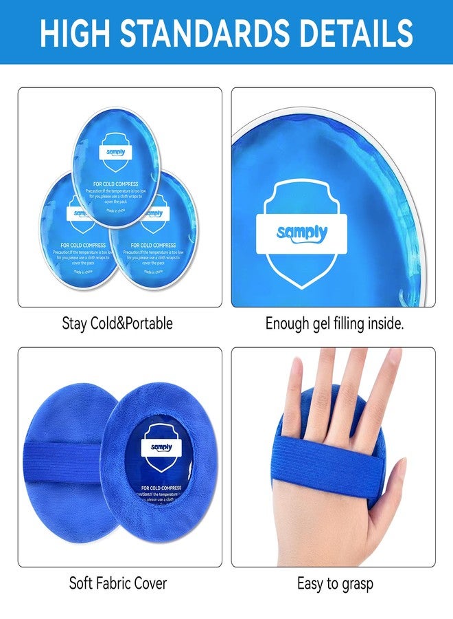 samply Small Gel Ice Packs for Boo Boos, Cold Packs for Injuries Reusable Pain Relief, Headaches and Toothaches,Eyes, Face, 4 Pack Mini Round Ice Packs with 2 Covers for Cold Compress, Dark Blue - Image 4