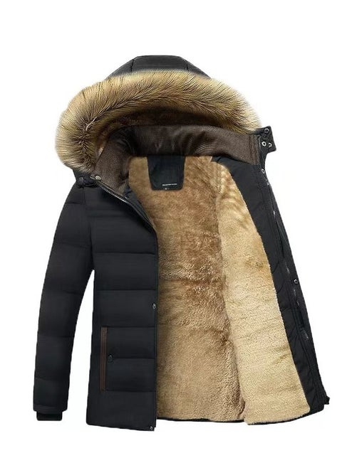 Men Can Remove Wool Collar Hat and Wool Padded Jacket