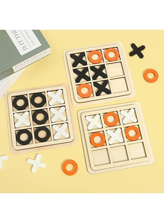 ECVV لعبة الطاولة الخشبية Tic Tac Toe XO لعبة ألغاز كلاسيكية للأطفال، ألعاب تعليمية (مجموعة متنوعة من قطعة واحدة) - Image 3