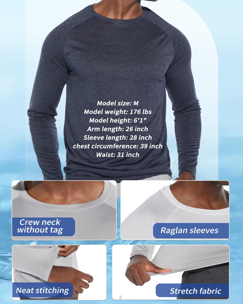 clothin 3 Pack Long Sleeve Shirts for Men/Mens Workout T-Shirts Moisture Wicking Lightweight - Image 3
