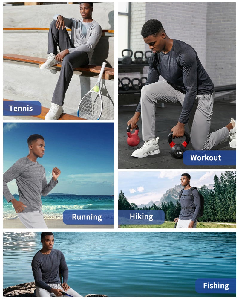 clothin 3 Pack Long Sleeve Shirts for Men/Mens Workout T-Shirts Moisture Wicking Lightweight - Image 2