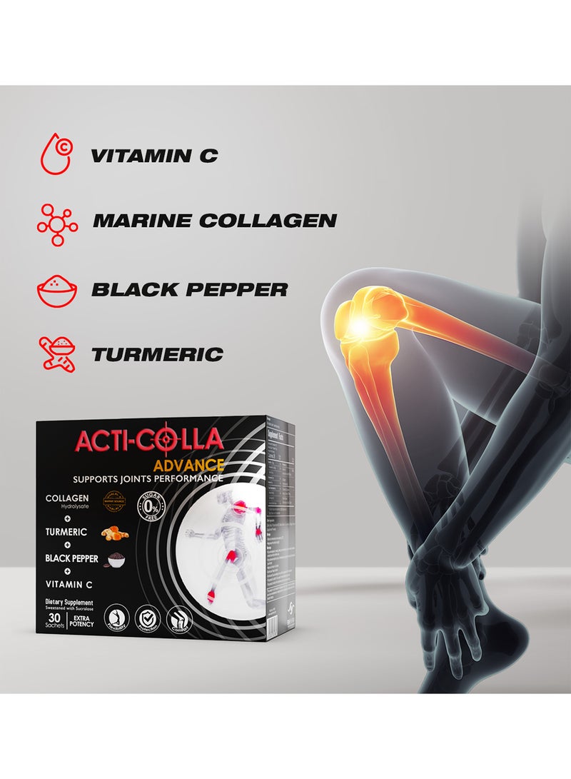 EVA PHARMA Acti Colla Advance, high concentration collagen formula, with vitamin C, Black Pipper & Turmeric - For Joint Pain & Recovery - 30 Sachets. - Image 5