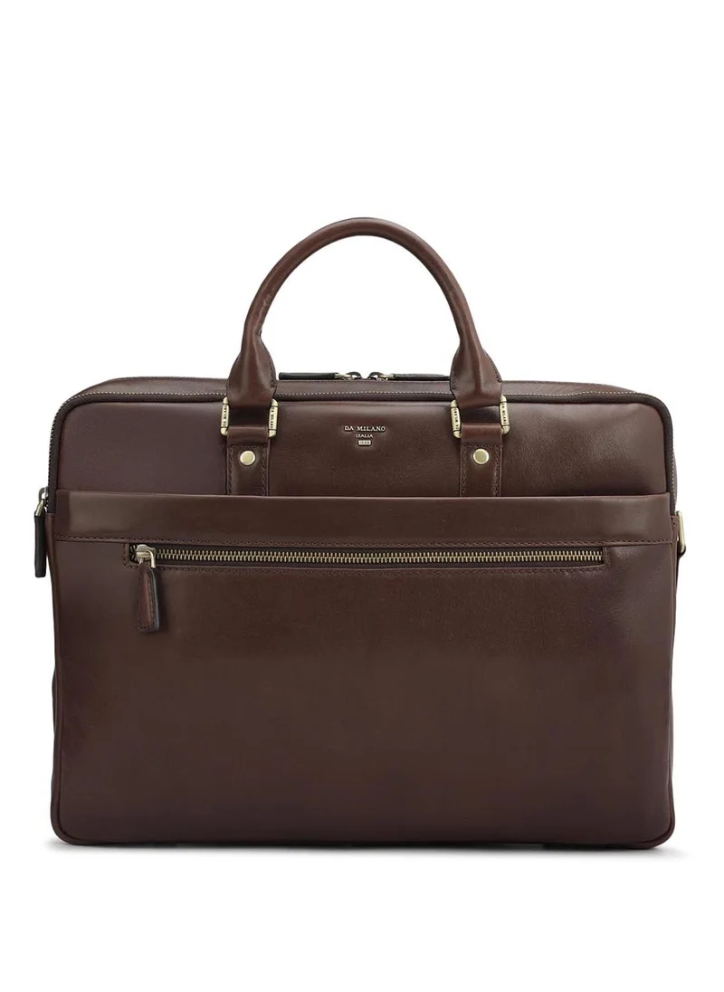 دا ميلانو حقيبة لابتوب جلد طبيعي بني من دا ميلانو