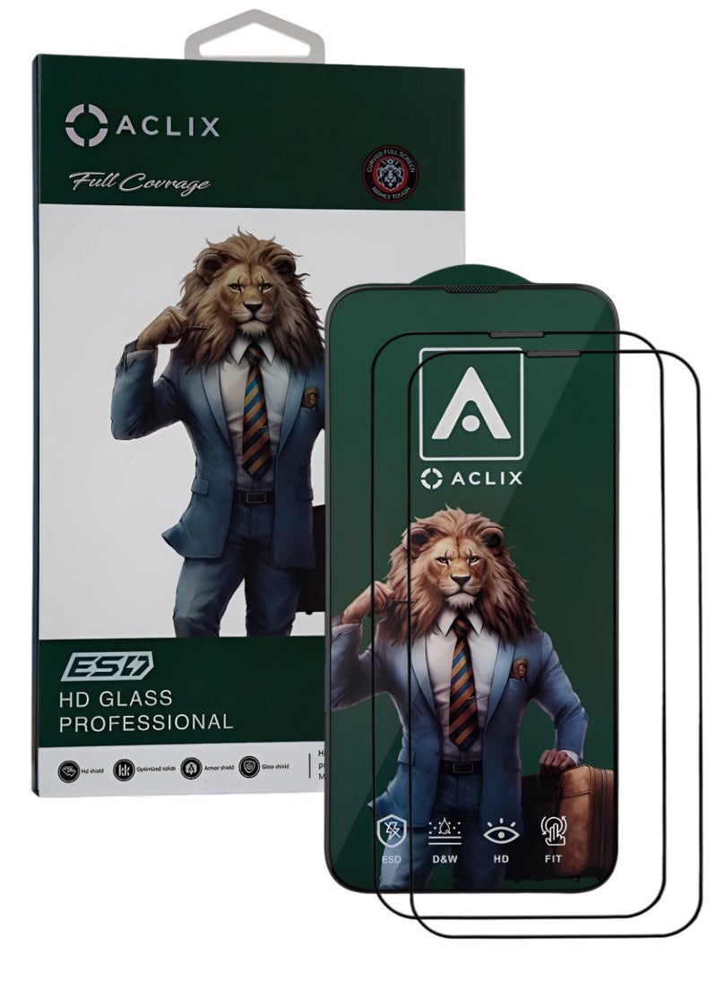 ACLIX 2 Pieces Antistatic ESD Dustproof Premium Quality High Definition Tempered Glass Screen Protector Designed For  iPhone 15 Pro - Image 1