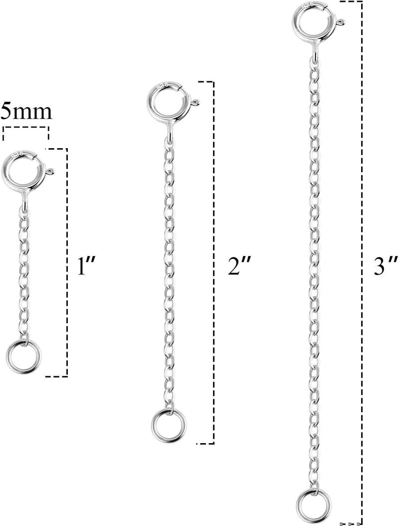Lancharmed 3 Pcs 925 Sterling Silver Necklace Extenders for Women Durable Strong Removable Necklace Bracelet Anklet Extension Jewelry Making Chains - Image 3