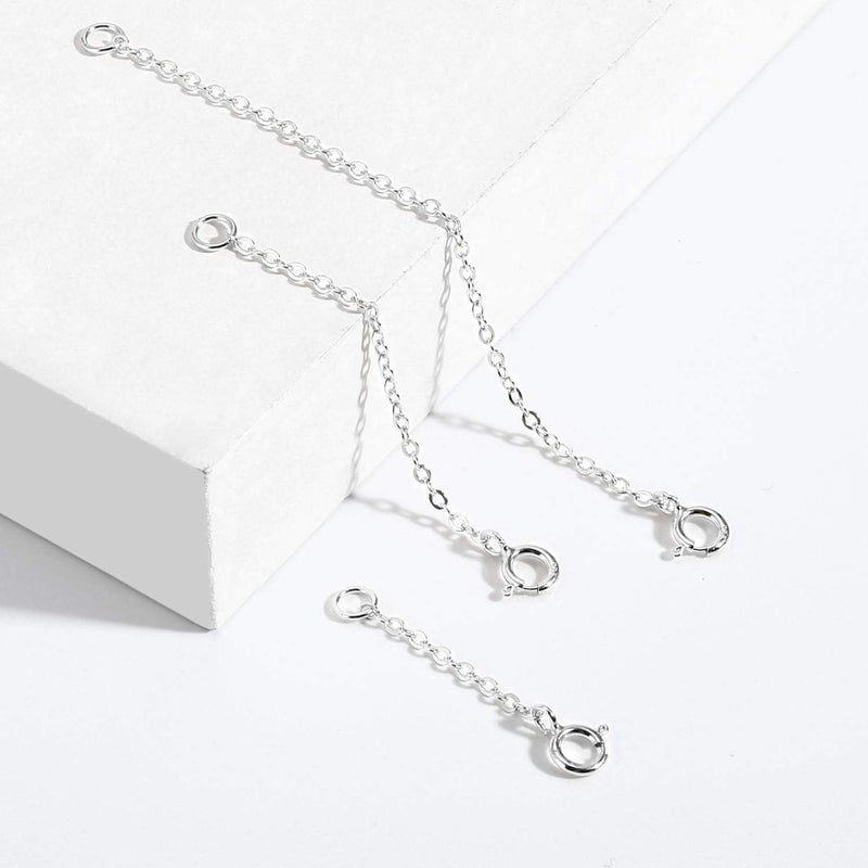 Lancharmed 3 Pcs 925 Sterling Silver Necklace Extenders for Women Durable Strong Removable Necklace Bracelet Anklet Extension Jewelry Making Chains - Image 5