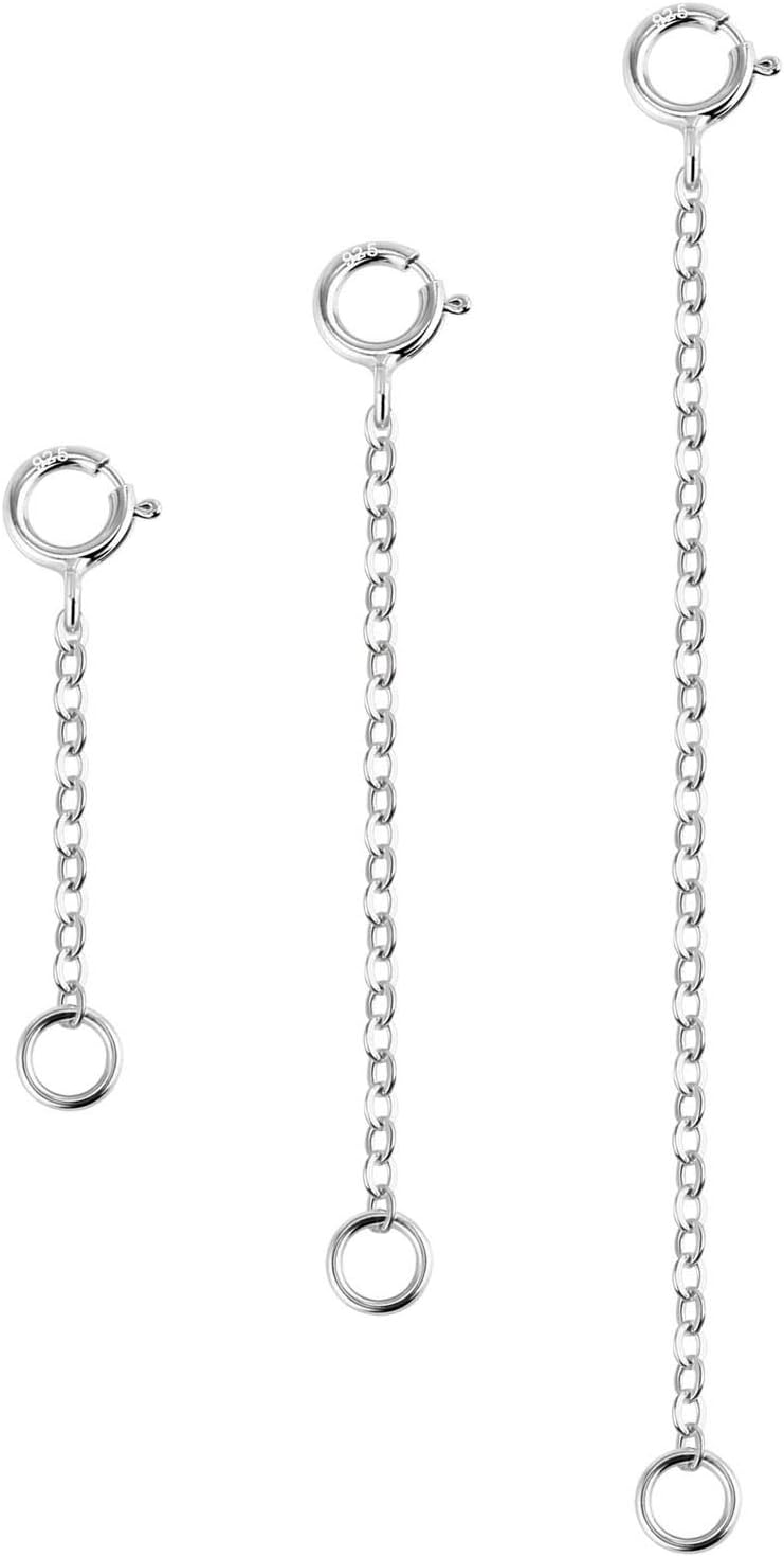 Lancharmed 3 Pcs 925 Sterling Silver Necklace Extenders for Women Durable Strong Removable Necklace Bracelet Anklet Extension Jewelry Making Chains - Image 1