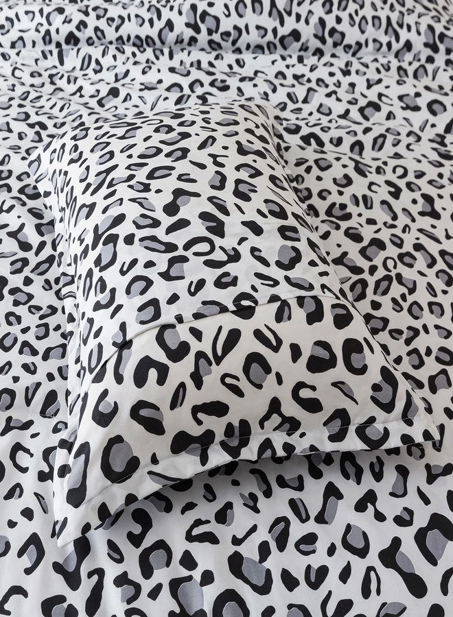 Caressma White Leopard Print Comforter Set, Queen Size 3 Pieces for All Seasons, Untamed Wilderness Style Comforter with Pillowshams, Ultra Soft Microfiber - Image 5