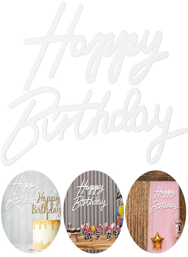 RoundFunny White Happy Birthday Sign for Backdrop Felt Happy Birthday Banner for Balloon Arch Letters Party Decal Decor Backdrop Wall Decor for Baby Shower Photo Prop Gender Reveal - Image 1
