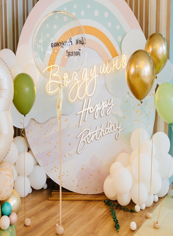 RoundFunny White Happy Birthday Sign for Backdrop Felt Happy Birthday Banner for Balloon Arch Letters Party Decal Decor Backdrop Wall Decor for Baby Shower Photo Prop Gender Reveal - Image 3