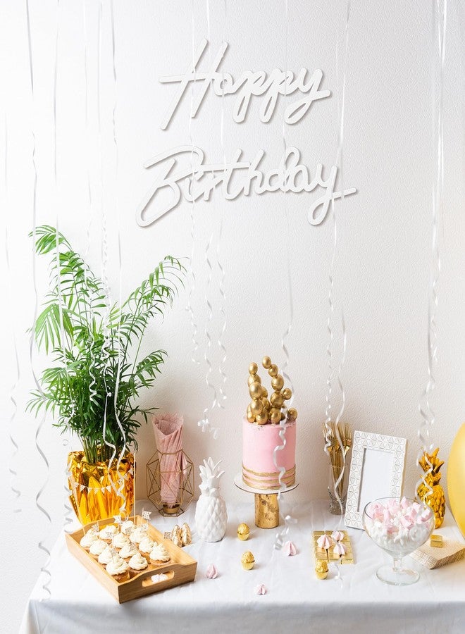 RoundFunny White Happy Birthday Sign for Backdrop Felt Happy Birthday Banner for Balloon Arch Letters Party Decal Decor Backdrop Wall Decor for Baby Shower Photo Prop Gender Reveal - Image 5