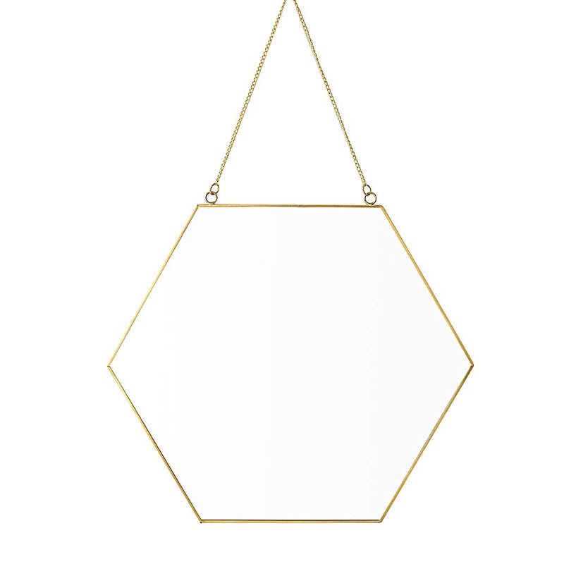 Dahey Gold Hexagon Mirror Wall Decor Small Decorative Mirror Hanging Mirrors for Wall Home Bathroom Bedroom Living Room Dorm College Office, 11.81"X10.24", Small, Gold - Image 1