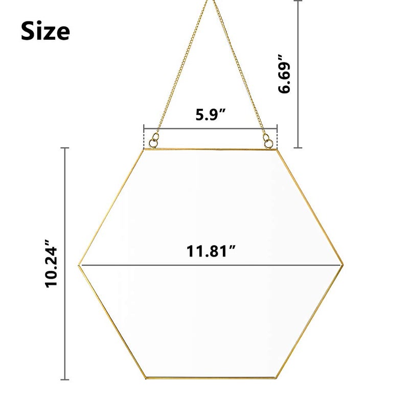 Dahey Gold Hexagon Mirror Wall Decor Small Decorative Mirror Hanging Mirrors for Wall Home Bathroom Bedroom Living Room Dorm College Office, 11.81"X10.24", Small, Gold - Image 2