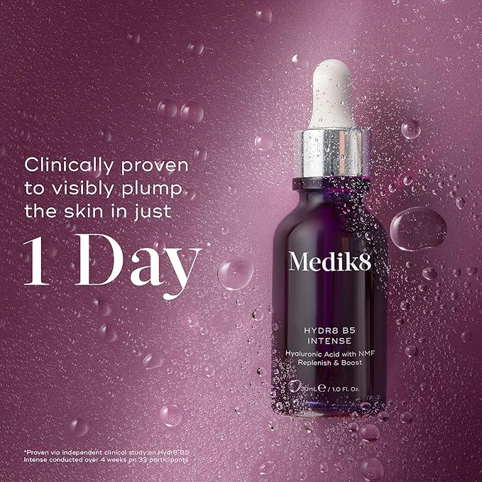 Medik8 Hydr8 B5 Intense Supercharged MultiWeight Hyaluronic Acid Serum Replenishes Smooths Plumps Skin Ideal For Normal to Dry Skin Types 30ml - Image 3