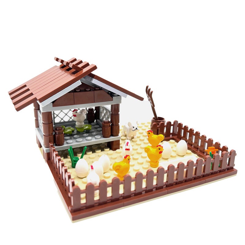 Moc Scene Sheep Chicken Coop Turtle Fish Pond Rabbit Chicken Farm Diy Assembled Small Particle Building Blocks Batch - Image 4