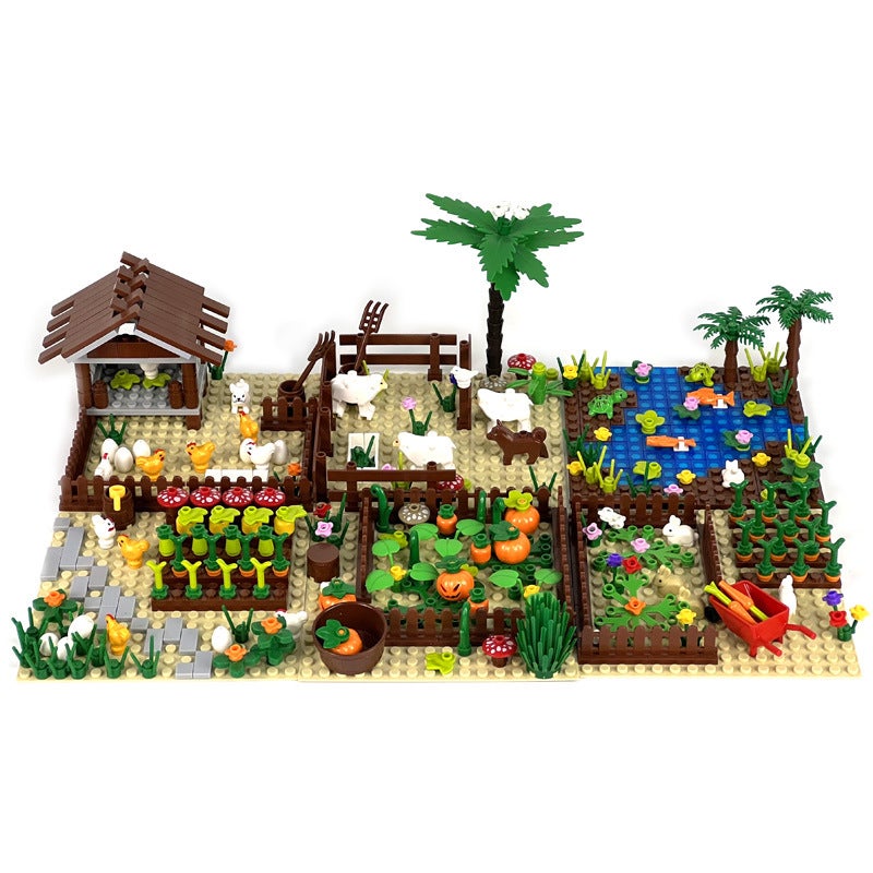 Moc Scene Sheep Chicken Coop Turtle Fish Pond Rabbit Chicken Farm Diy Assembled Small Particle Building Blocks Batch - Image 3
