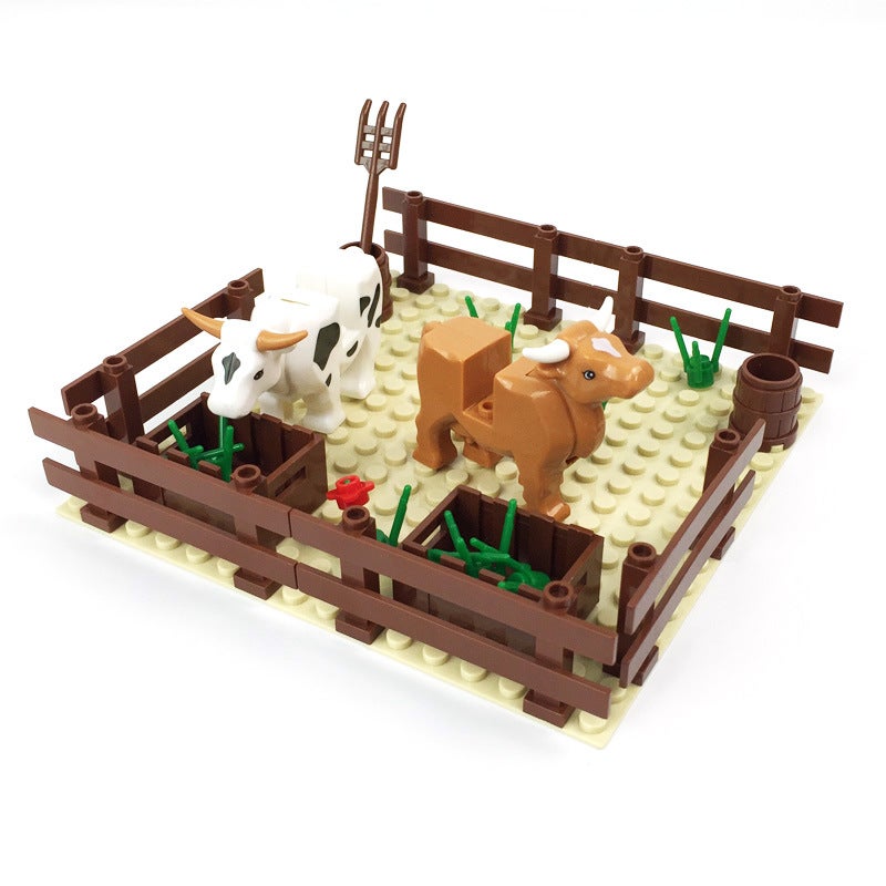 Moc Scene Sheep Chicken Coop Turtle Fish Pond Rabbit Chicken Farm Diy Assembled Small Particle Building Blocks Batch - Image 1