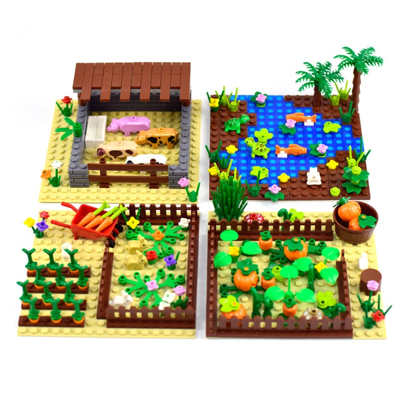 Moc Scene Sheep Chicken Coop Turtle Fish Pond Rabbit Chicken Farm Diy Assembled Small Particle Building Blocks Batch - Image 2