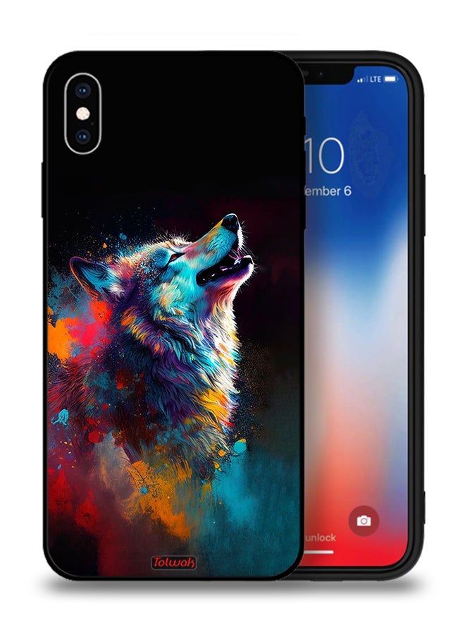 Tolwak Apple iPhone XS Max Protective Case Wolf Colorful Art - Image 1