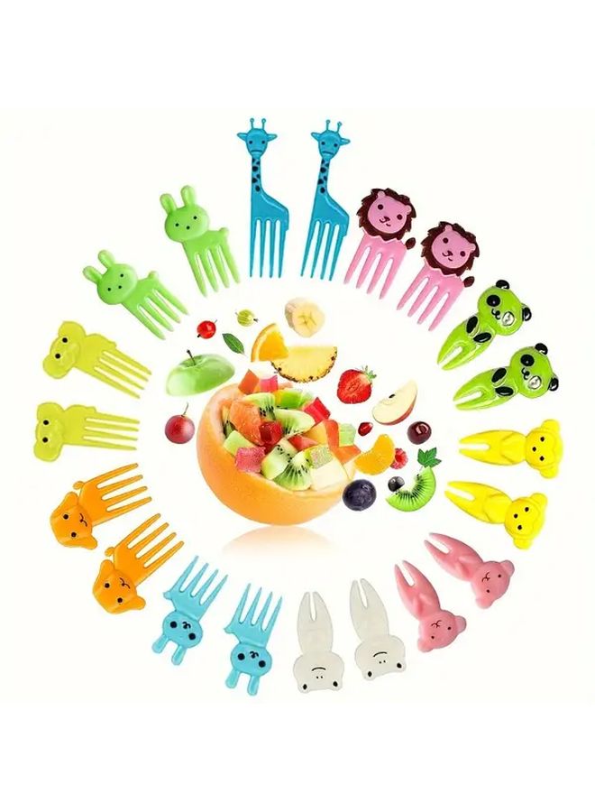 20 شوك فواكه بلاستيكية عشوائية على شكل حيوانات ملونة لأطباق الحلوى الممتعة - Image 1