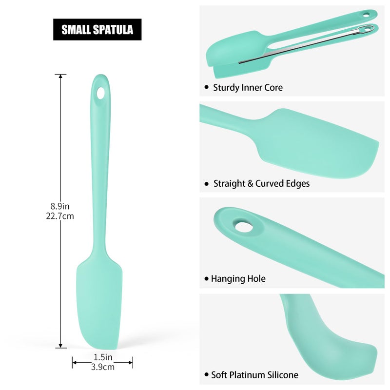 Doosu 600Â°F Heat Resistant Small Spatula, Doosu Mini Food-Grade Silicone Bowl Scraper Compact Flexible Kitchen Cooking Baking Tool for Scraping Jar Jams Nut Butters & Mixing Stirring Sauce (Aqua Sky) - Image 2