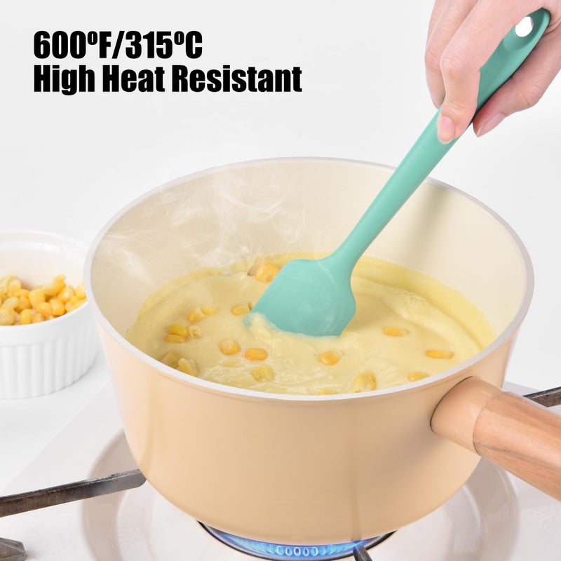 Doosu 600Â°F Heat Resistant Small Spatula, Doosu Mini Food-Grade Silicone Bowl Scraper Compact Flexible Kitchen Cooking Baking Tool for Scraping Jar Jams Nut Butters & Mixing Stirring Sauce (Aqua Sky) - Image 3