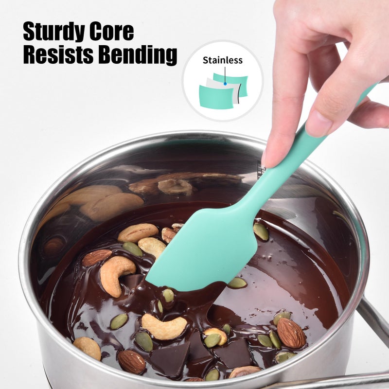 Doosu 600Â°F Heat Resistant Small Spatula, Doosu Mini Food-Grade Silicone Bowl Scraper Compact Flexible Kitchen Cooking Baking Tool for Scraping Jar Jams Nut Butters & Mixing Stirring Sauce (Aqua Sky) - Image 4