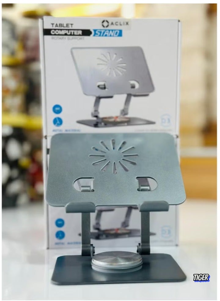 TIGER 360° Rotating Tablet Stand for Desk – Aluminum Alloy Foldable iPad and Phone Holder, Adjustable Angle, Portable Stand for Desk, Office, and Home Use - Image 2