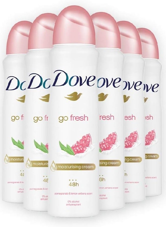 Dove Deodorant Go Fresh Pomegranate & lemon Verbena 6 x 250ml - Image 1