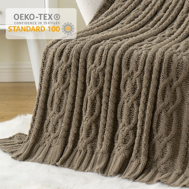 Battilo Camel Tan Throw Blanket for Couch,51"x67", Cable Chenille Knitted Throw Blankets for Bed, Sofa, Chair,Living Room, Soft Cozy Thick Warm Decorative Textured Blanket. - Image 5