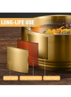 SYOSI Stainless Steel Rice Bowl with Lid, for Korean Kitchen Restaurant, Double walled Metal Bowls, Multi Purpose Insulated Soup Bowls Snacks Bowls 10.5cm Gold  - Image 3