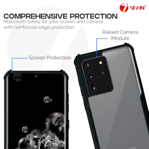 7-Seven 7SEVEN® Ipacky Back Cover for Samsung Galaxy S20 Ultra Mobile Back Case Shock Proof Design Camera Edges Protection Crystal Clear Phone Case Precise Cutouts Matte Black Soft Bumper Phone Cover - Image 3