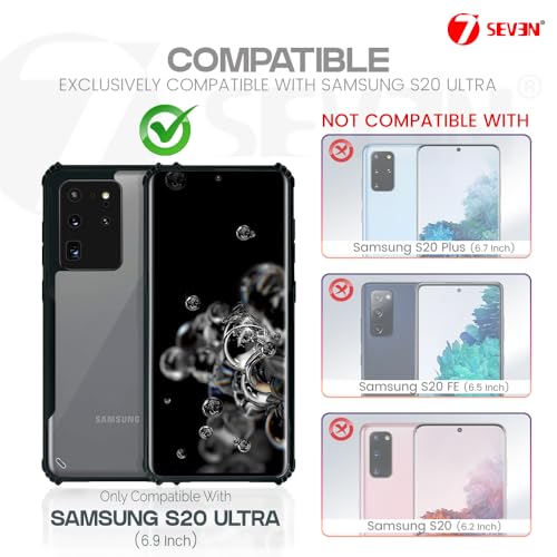 7-Seven 7SEVEN® Ipacky Back Cover for Samsung Galaxy S20 Ultra Mobile Back Case Shock Proof Design Camera Edges Protection Crystal Clear Phone Case Precise Cutouts Matte Black Soft Bumper Phone Cover - Image 2
