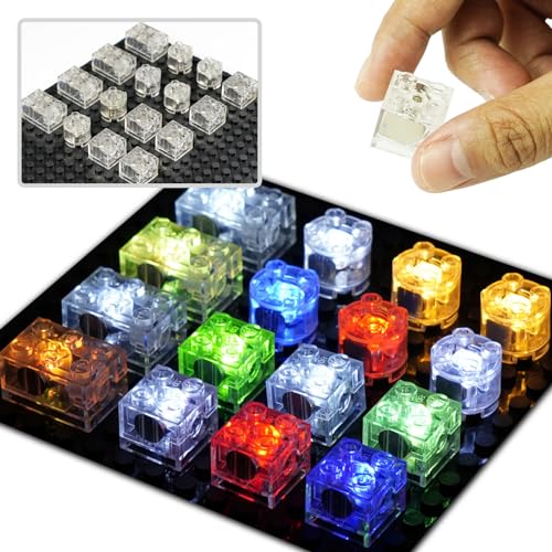 Pasacho Lights Bricks Accessories LED Light Up Kit Brick Sets 16pcs Classic Transparent 2x2 2x3 Building Blocks Toys Compatible with All Major Brands - Image 1