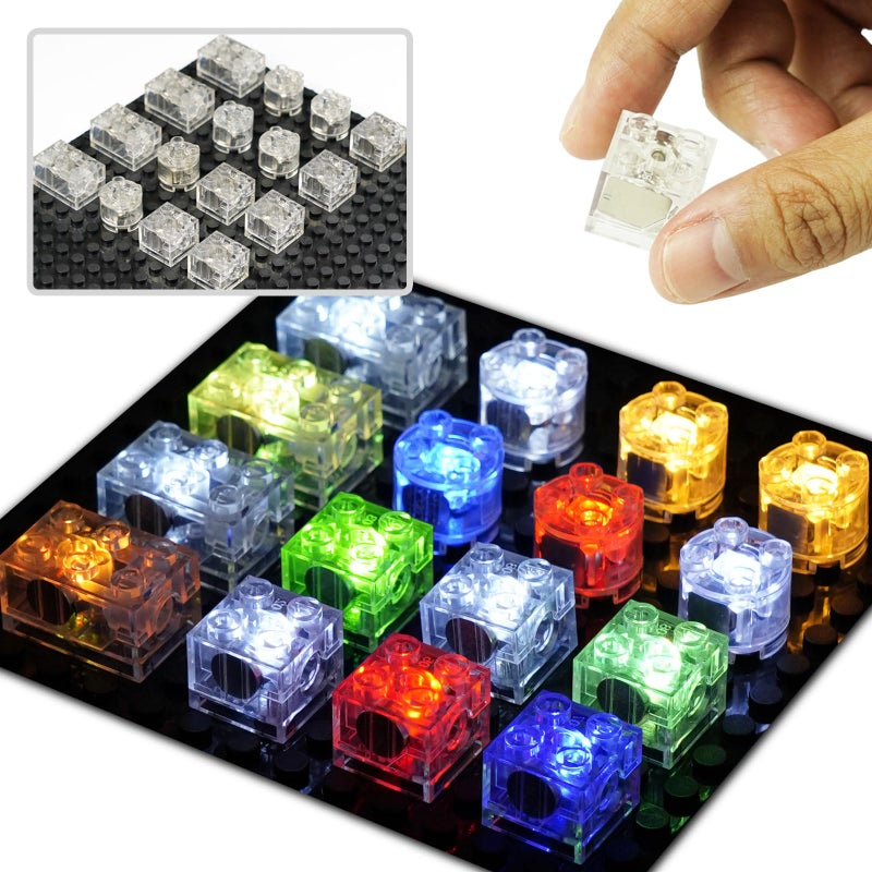 Pasacho Lights Bricks Accessories LED Light Up Kit Brick Sets 16pcs Classic Transparent 2x2 2x3 Building Blocks Toys Compatible with All Major Brands - Image 3