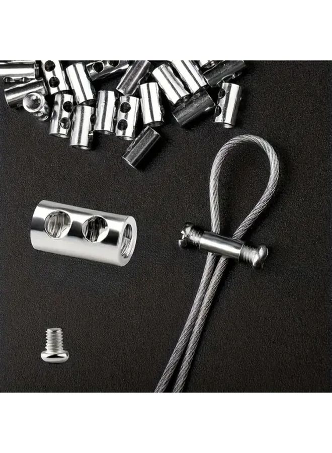 8pcs Stainless Steel Wire Rope Cable Clips Dual Hole Screw Hooks For Hanging - Image 5