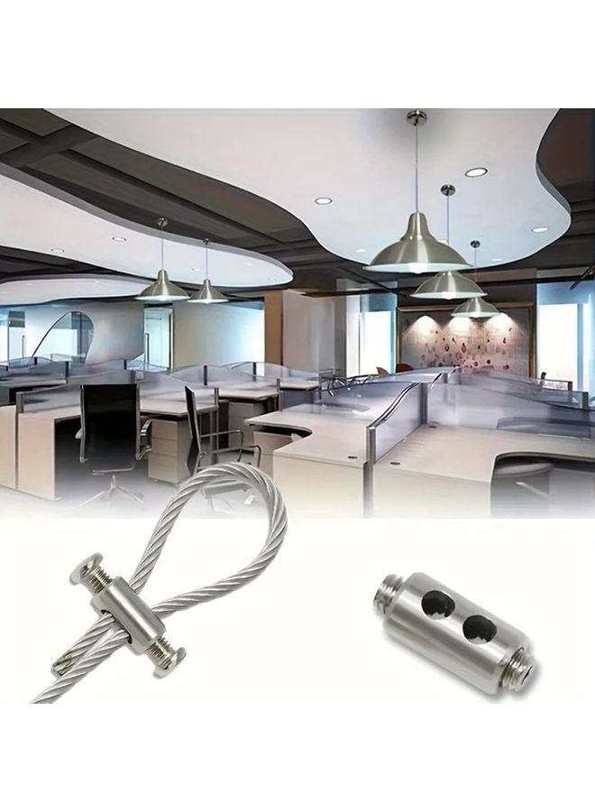 8pcs Stainless Steel Wire Rope Cable Clips Dual Hole Screw Hooks For Hanging - Image 2