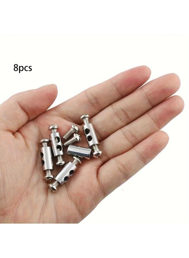 8pcs Stainless Steel Wire Rope Cable Clips Dual Hole Screw Hooks For Hanging - Image 1
