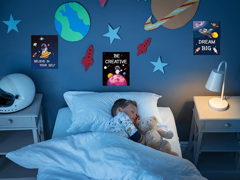 Nicbobo 9 Pieces Outer Space Wall Art Prints Spaceship Planet Rocket Posters Decor Motivational Quote Inspirational Pictures for Kids Nursery Bedroom Boys Playroom Classroom College Dorm 8"x 10" UNFRAMED - Image 3
