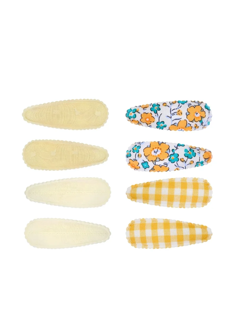 Girls Colorful Snap Hair Clips | Soft Metal Hair Barrettes for Kids, Cute Hair Accessories for Everyday Wear & Special Occasions-Yellow 8 Pieces