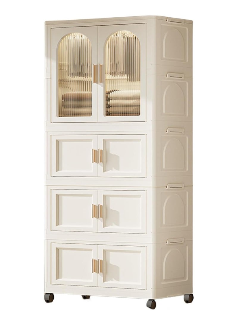 DubaiGallery Foldable Storage Box with Wheels for Home Bedroom, Outdoor Camping Storage Container, Available in Single or Double Layer White - Image 1