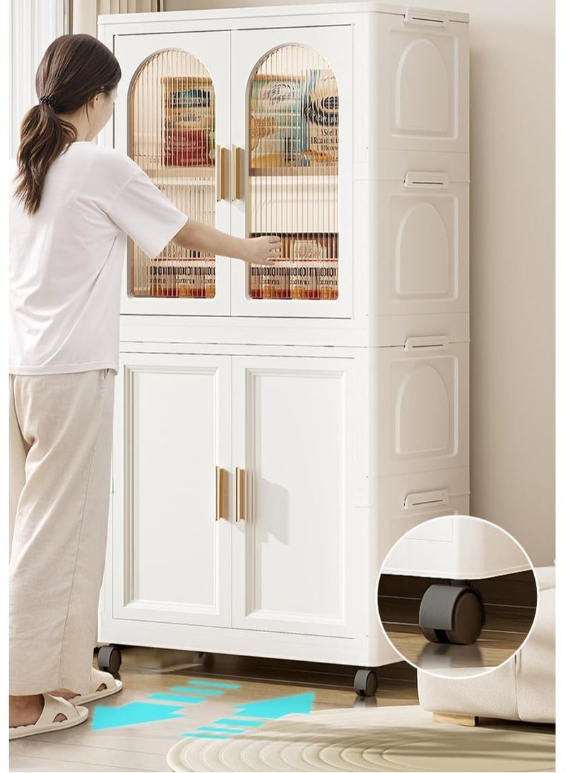 DubaiGallery Foldable Storage Box with Wheels for Home Bedroom, Outdoor Camping Storage Container, Available in Single or Double Layer White - Image 3