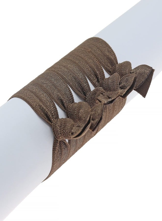 manipepe 50 Pack Solid Color Knotted Hair Ties - No Crease Hair Ponytail Elastics for Women and Girls (brown) - Image 2