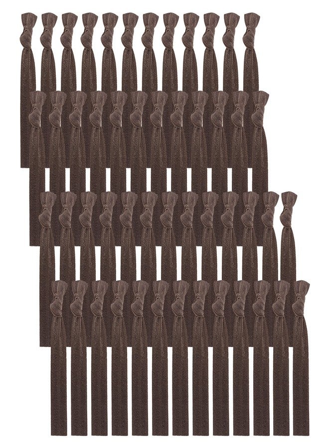 manipepe 50 Pack Solid Color Knotted Hair Ties - No Crease Hair Ponytail Elastics for Women and Girls (brown) - Image 1