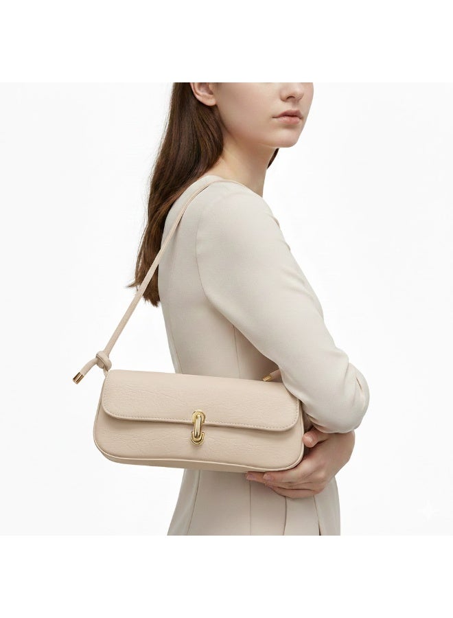 شنطة يد نسائية صغيرة جلد باللون البيج - Image 1