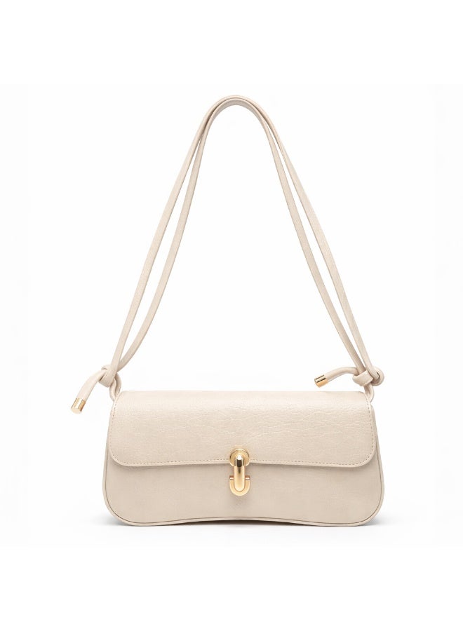 شنطة يد نسائية صغيرة جلد باللون البيج - Image 2