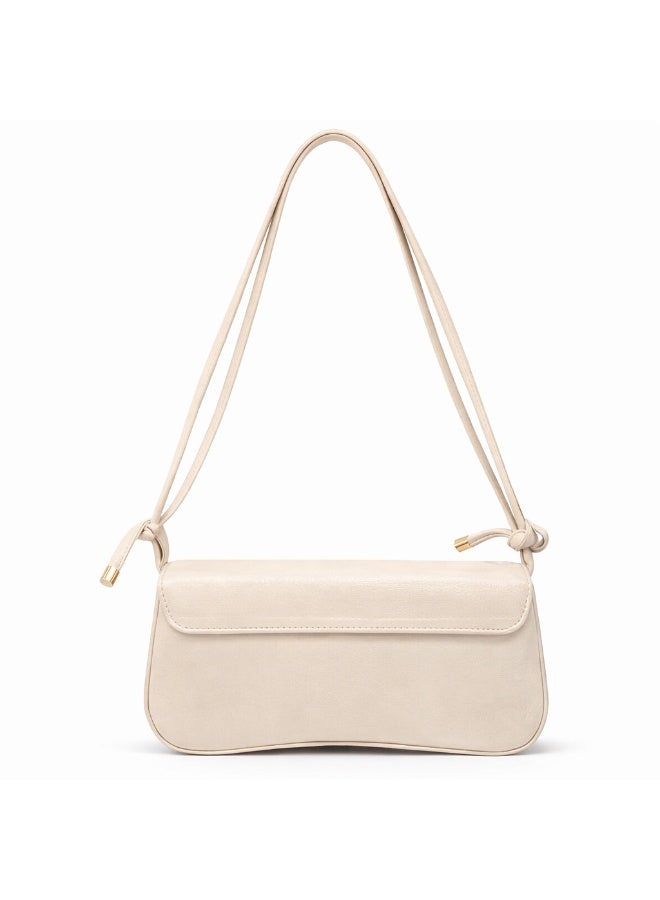 شنطة يد نسائية صغيرة جلد باللون البيج - Image 3