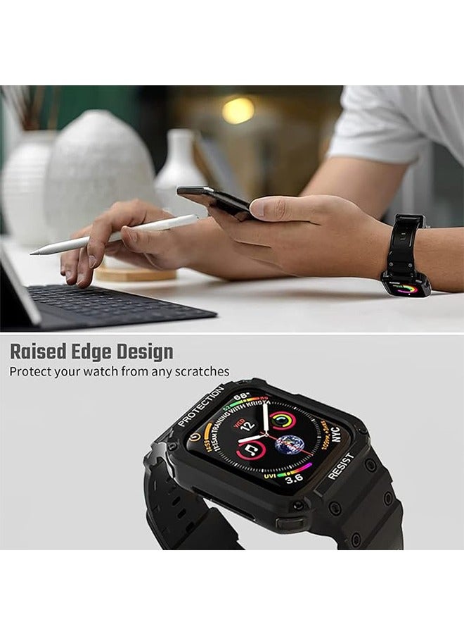 Apple Watch Band Hard PC + TPU material with Bumper Case, Replacement Adjustable Wrist Bands Rugged Band Strap with Full body Protector for iWatch Series 9/8/7/SE2/6/5/4/3/2/1/SE(42/44/45mm) - Image 5