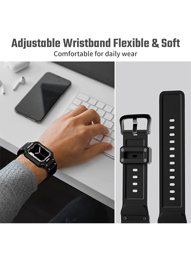 Apple Watch Band Hard PC + TPU material with Bumper Case, Replacement Adjustable Wrist Bands Rugged Band Strap with Full body Protector for iWatch Series 9/8/7/SE2/6/5/4/3/2/1/SE(42/44/45mm) - Image 4